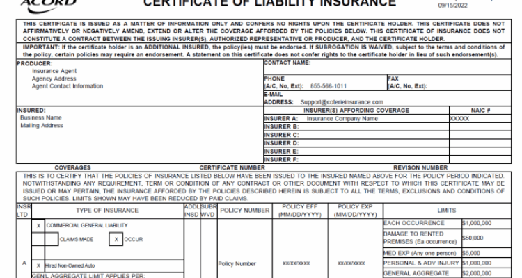 Understanding a Business Insurance Certificate | Coterie Insurance